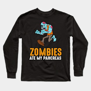 Zombies Ate My Pancreas T1D Type 1 Diabetes Girls Kids Boys Long Sleeve T-Shirt